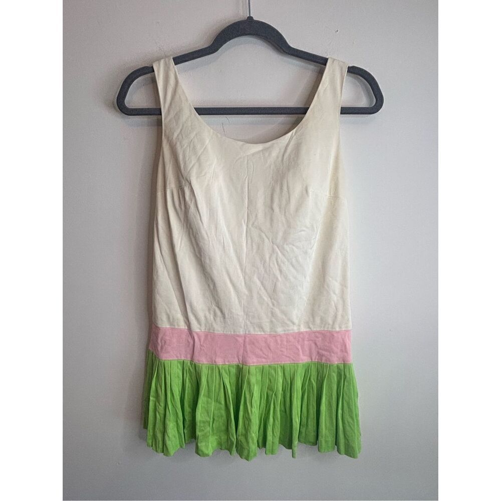 Sandcastle Vintage cream/green pleated skirt swimsuit Size 10